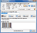 Click to see the UPC Bar Code font software utility that comes with this package