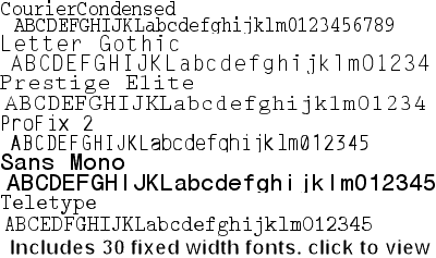 Fixed Width font sample