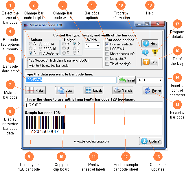 Software to build bar code 128 bar codes
