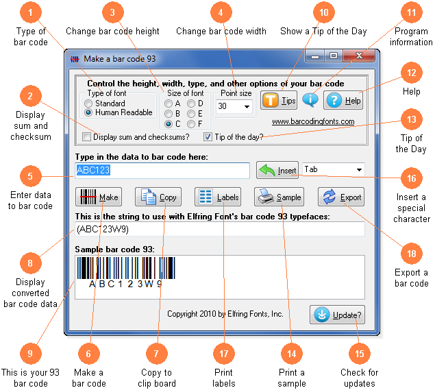 Software to build bar code 93 bar codes