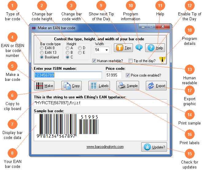 Software utility to make an EAN or Bookland bar code